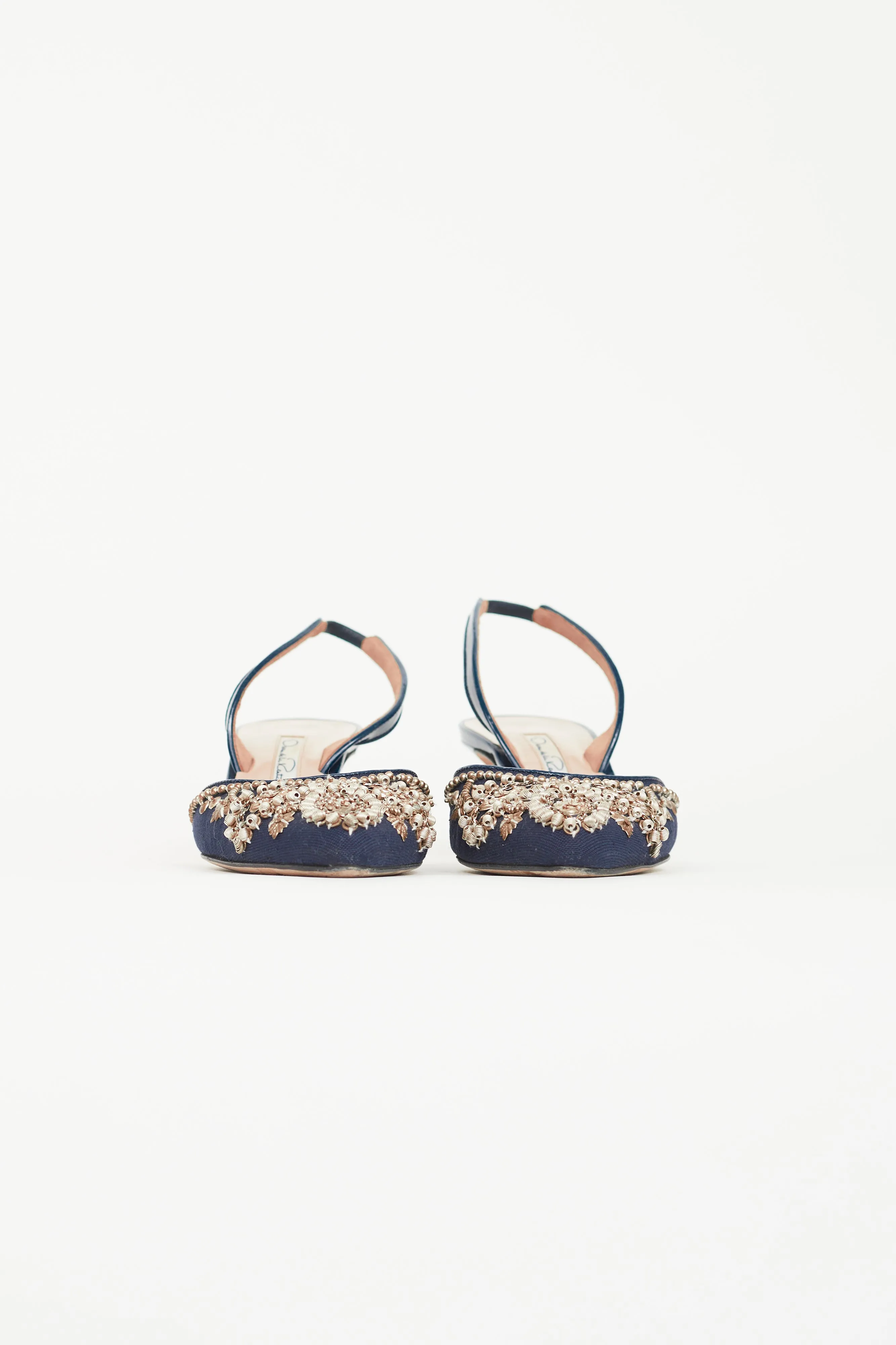 Navy Sequin Embellished Slingback Heel