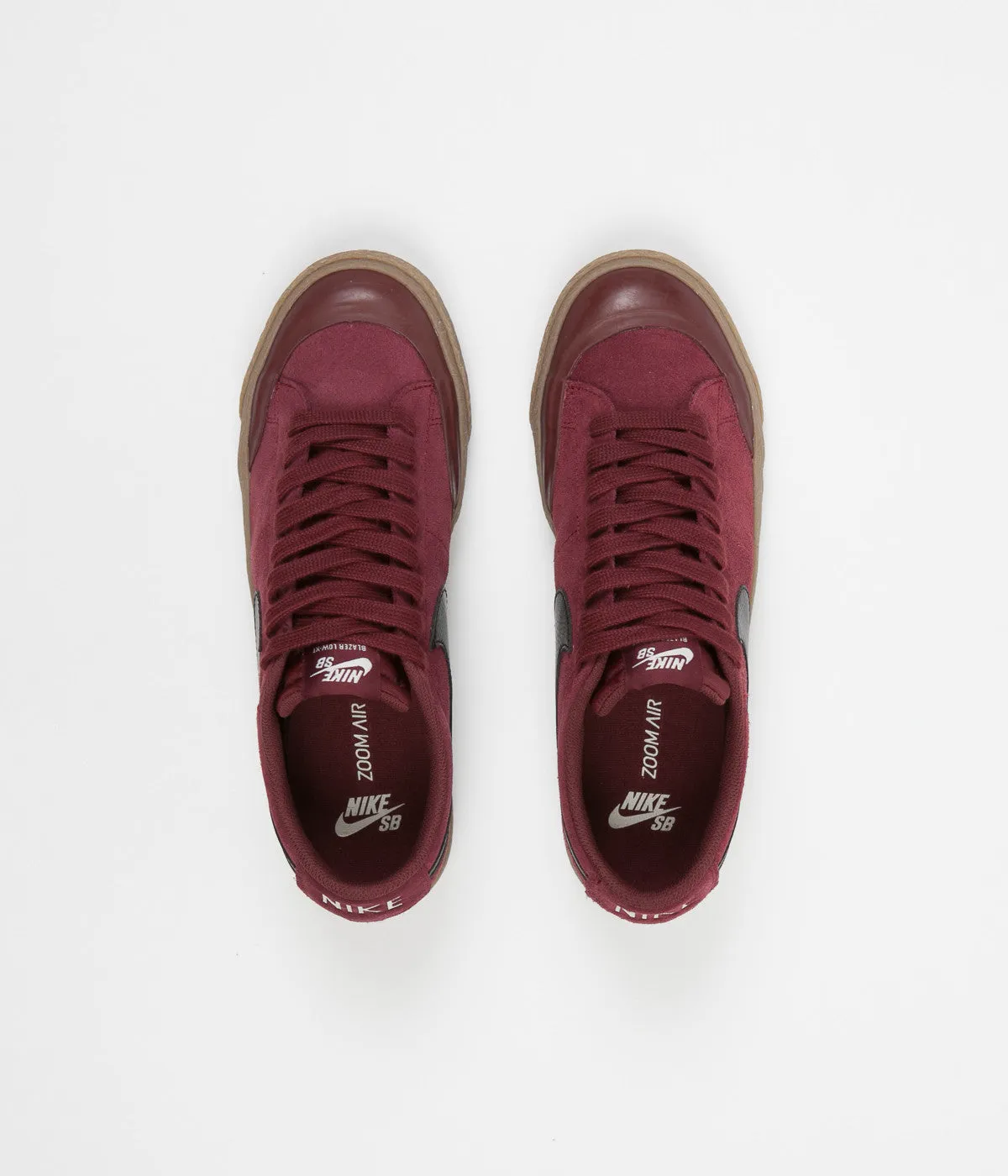 Nike SB Blazer Low XT Shoes - Dark Team Red / Black - Gum Light Brown - Sail