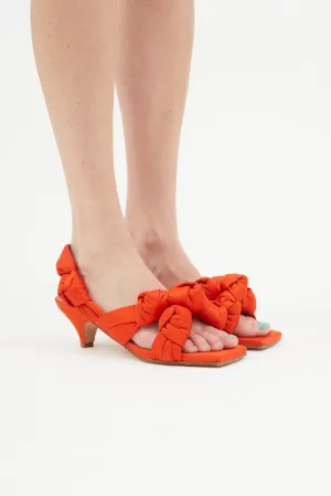 Orange Satin Knotted Slingback Heel