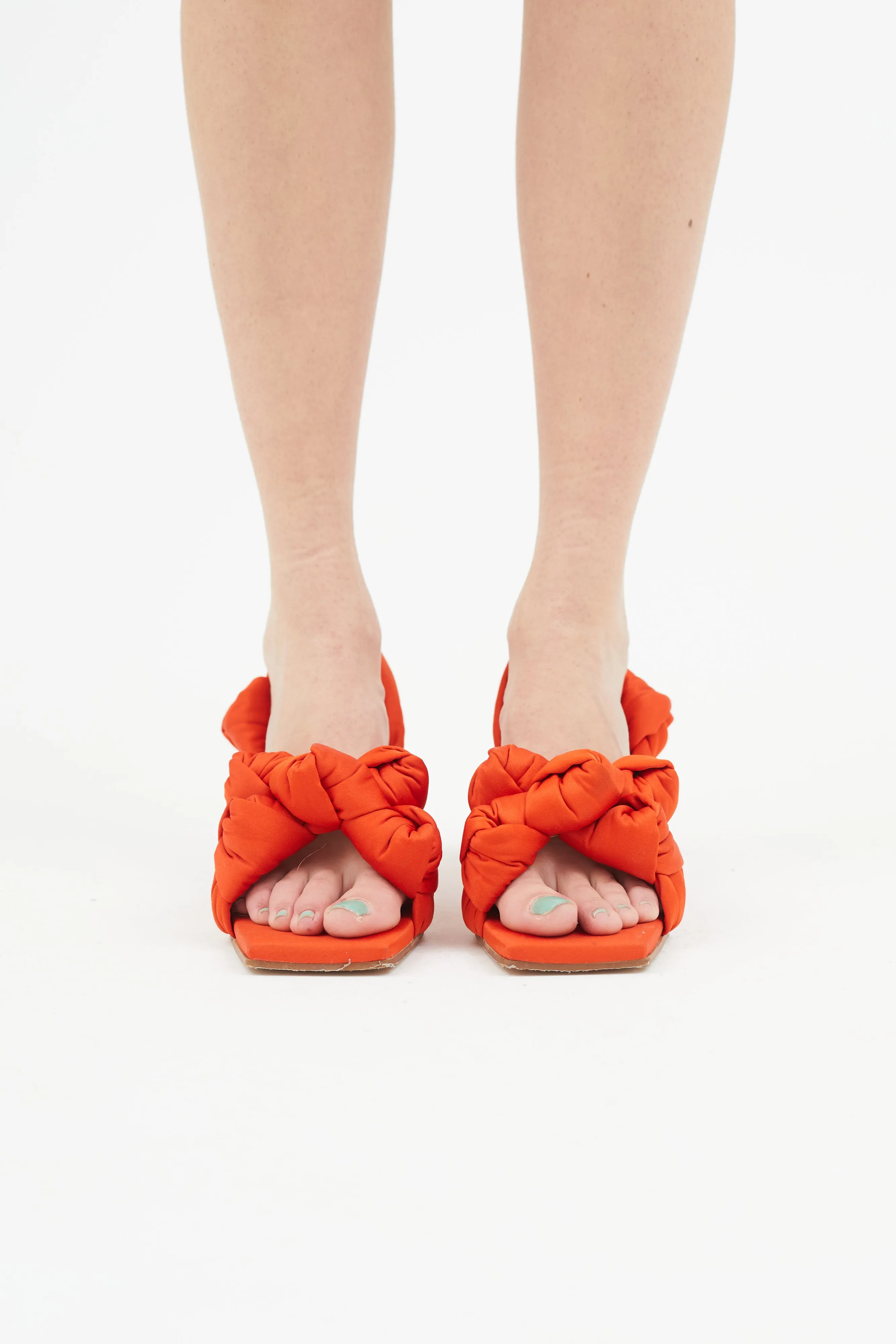 Orange Satin Knotted Slingback Heel