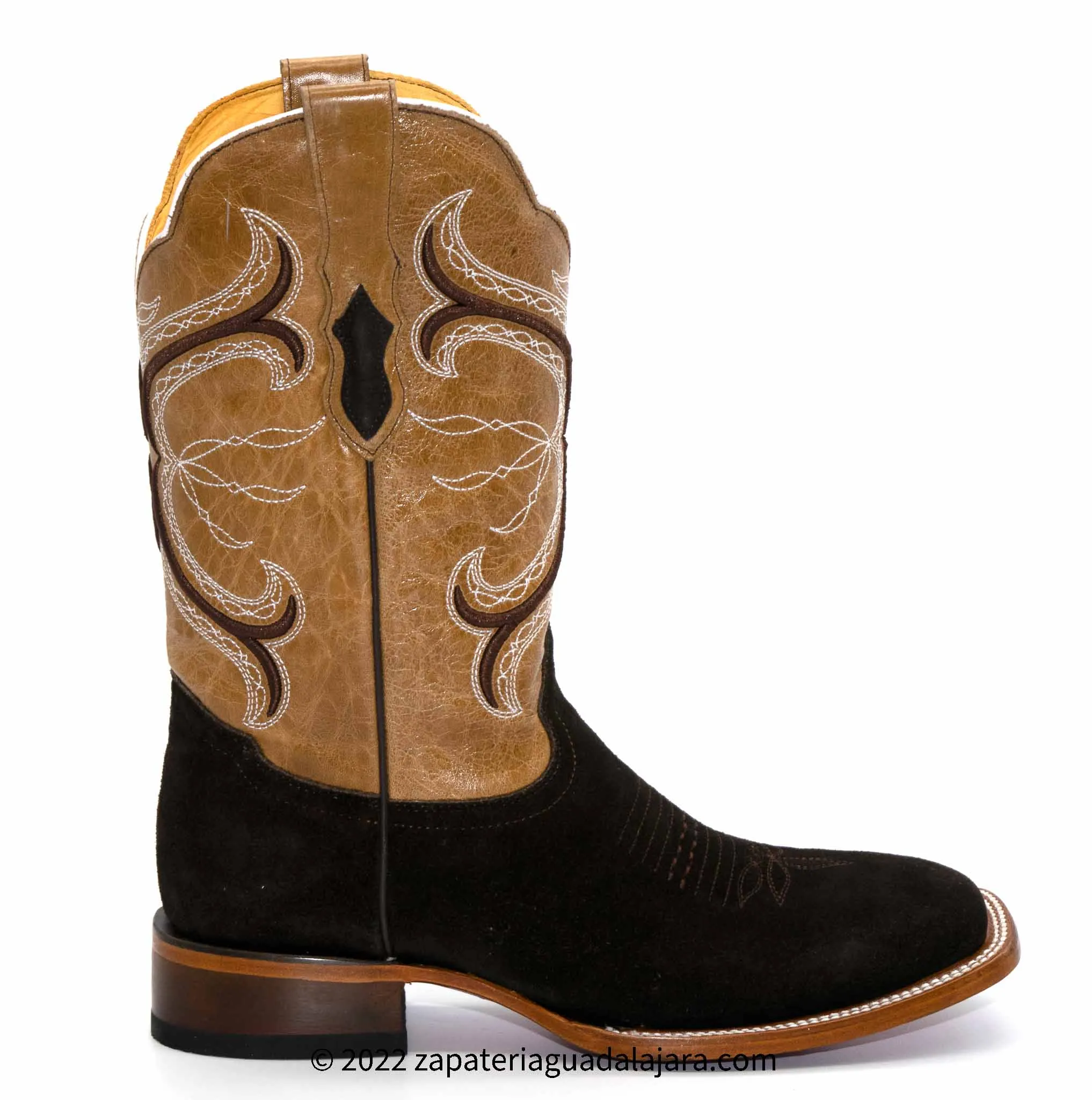 Q8226394 WIDE SQUARE TOE SUEDE LEATHER CHOCOLATE