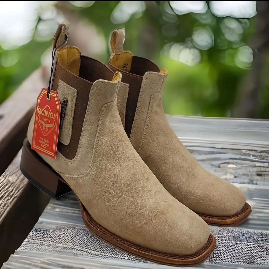 Q82BC6304 MEN  WIDE SQUARE TOE SUEDE ORIX LEATHER BOOT