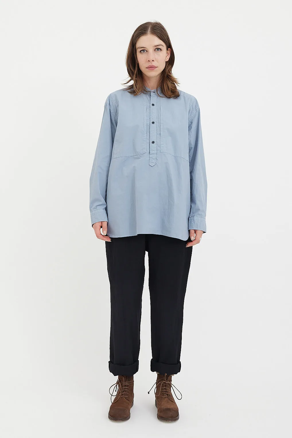 Sage De Cret - Organic Cotton Broad Stand Collar Pullover Shirt