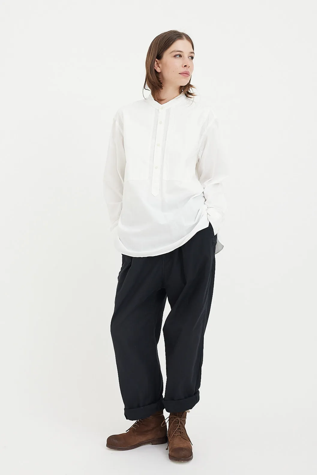 Sage De Cret - Organic Cotton Broad Stand Collar Pullover Shirt