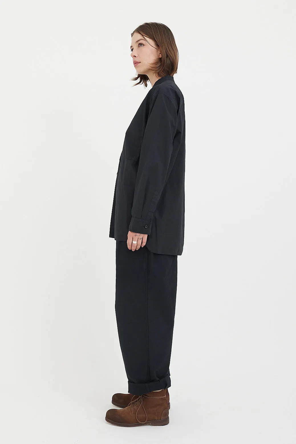Sage De Cret - Organic Cotton Broad Stand Collar Pullover Shirt