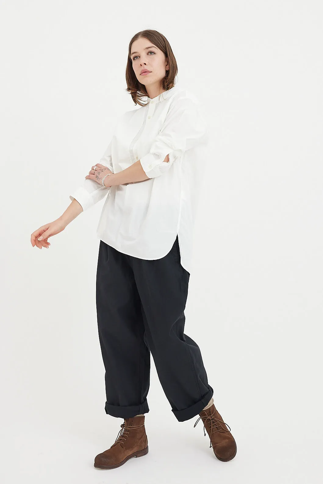 Sage De Cret - Organic Cotton Broad Stand Collar Pullover Shirt