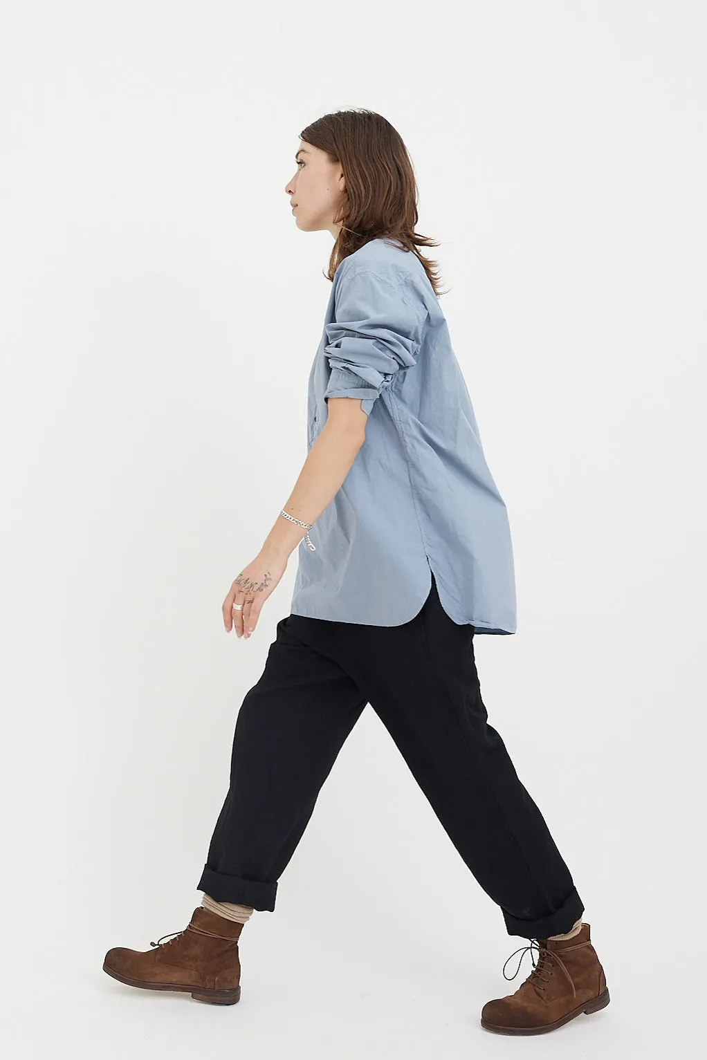 Sage De Cret - Organic Cotton Broad Stand Collar Pullover Shirt