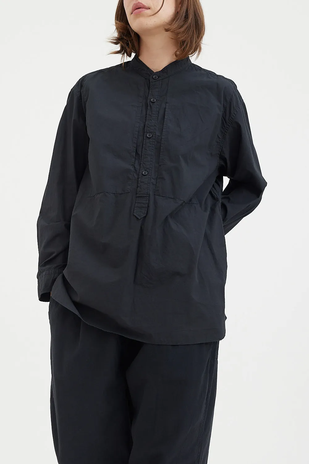Sage De Cret - Organic Cotton Broad Stand Collar Pullover Shirt