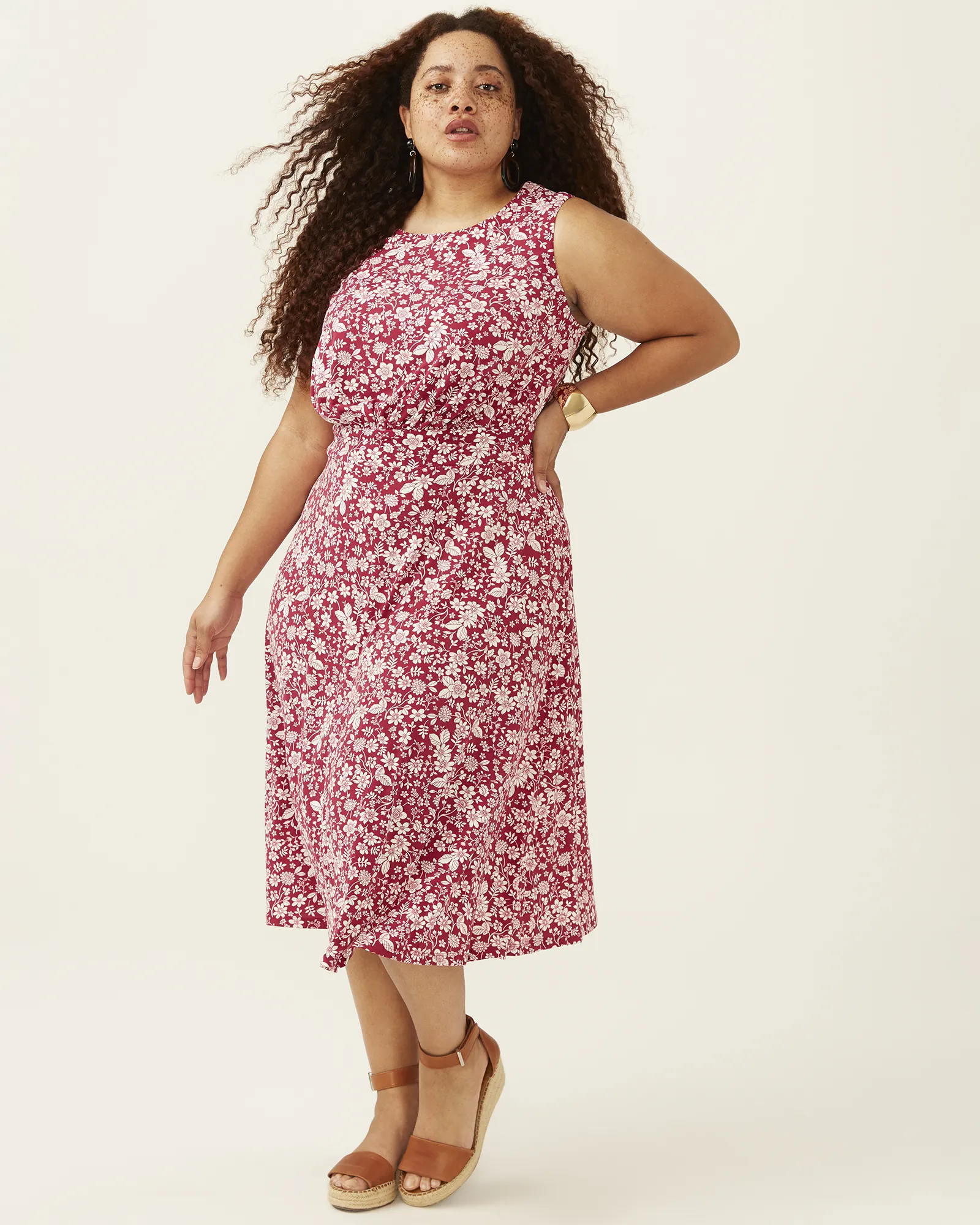 Sammie Garden Party Midi Dress | Magenta / White