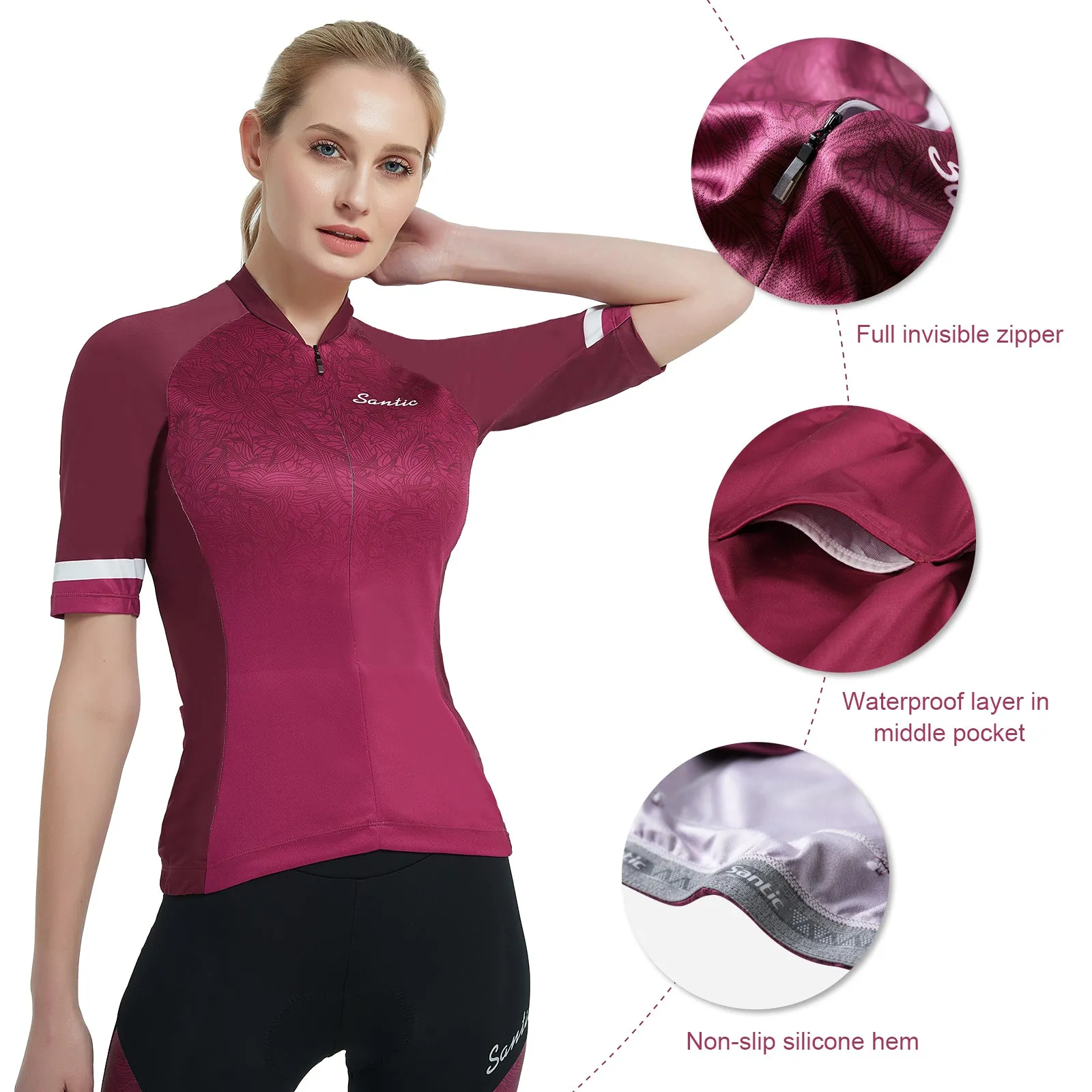 Santic Andrea Pink Women Cycling Jersey Short Sleeve