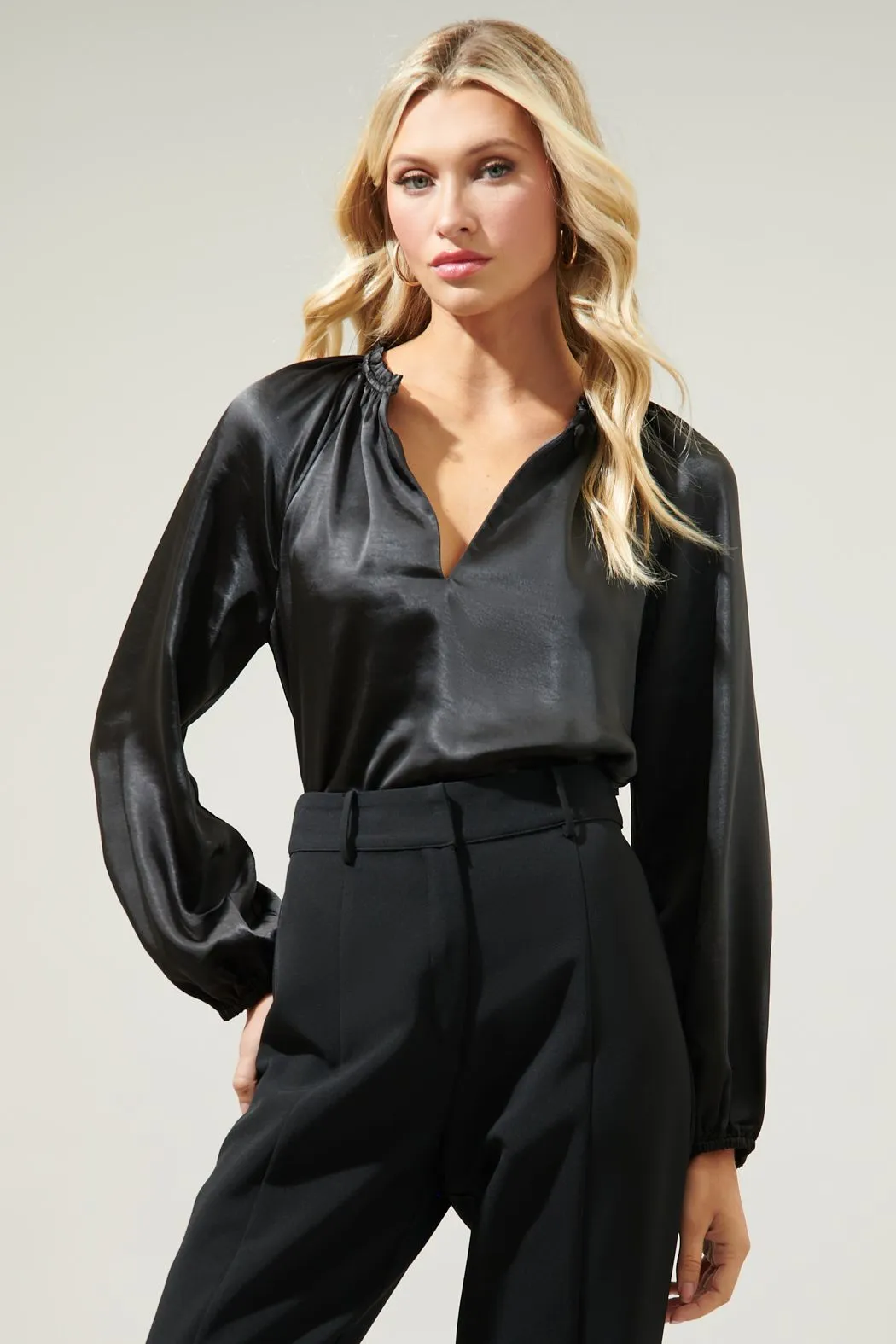 Satin Top Button Blouse