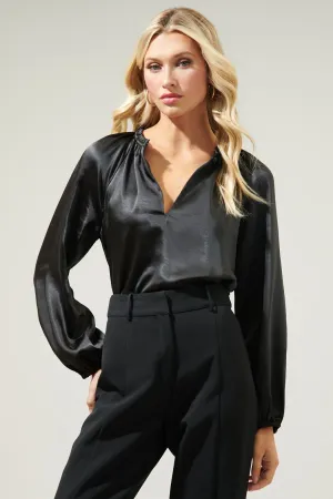 Satin Top Button Blouse