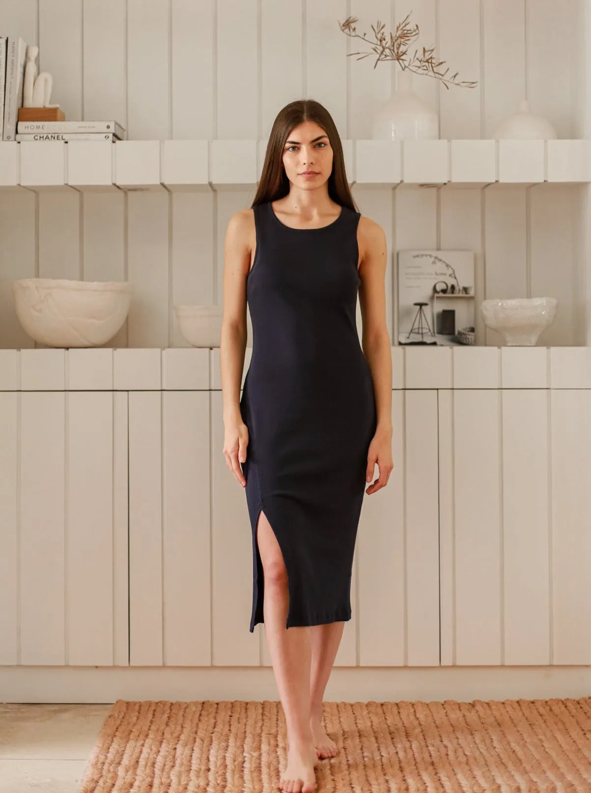 Sky Ribbed Dress