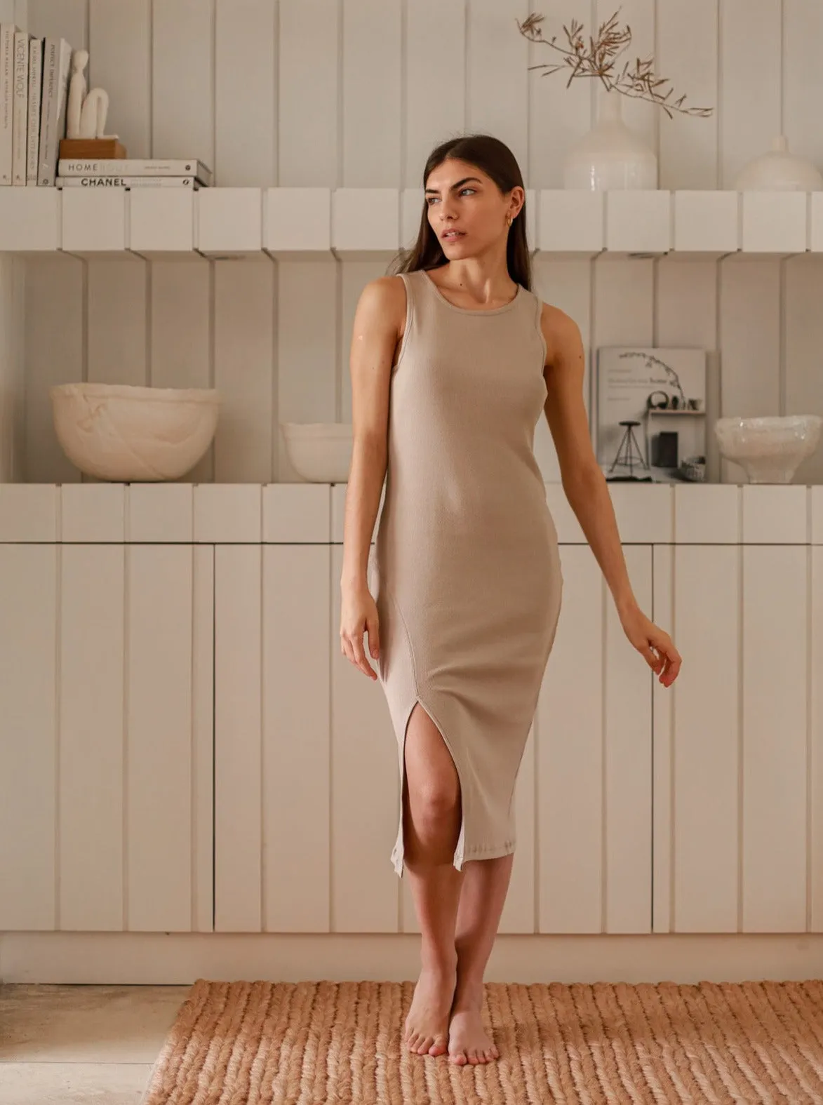 Sky Ribbed Dress
