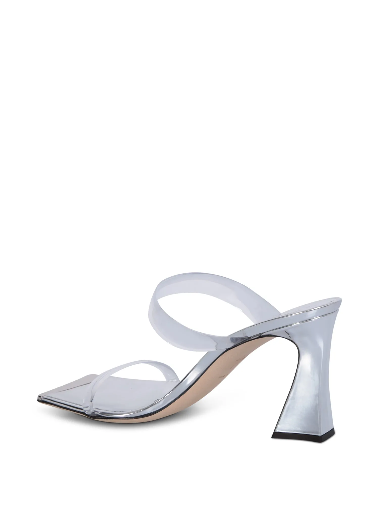 Transparent block-heel mules