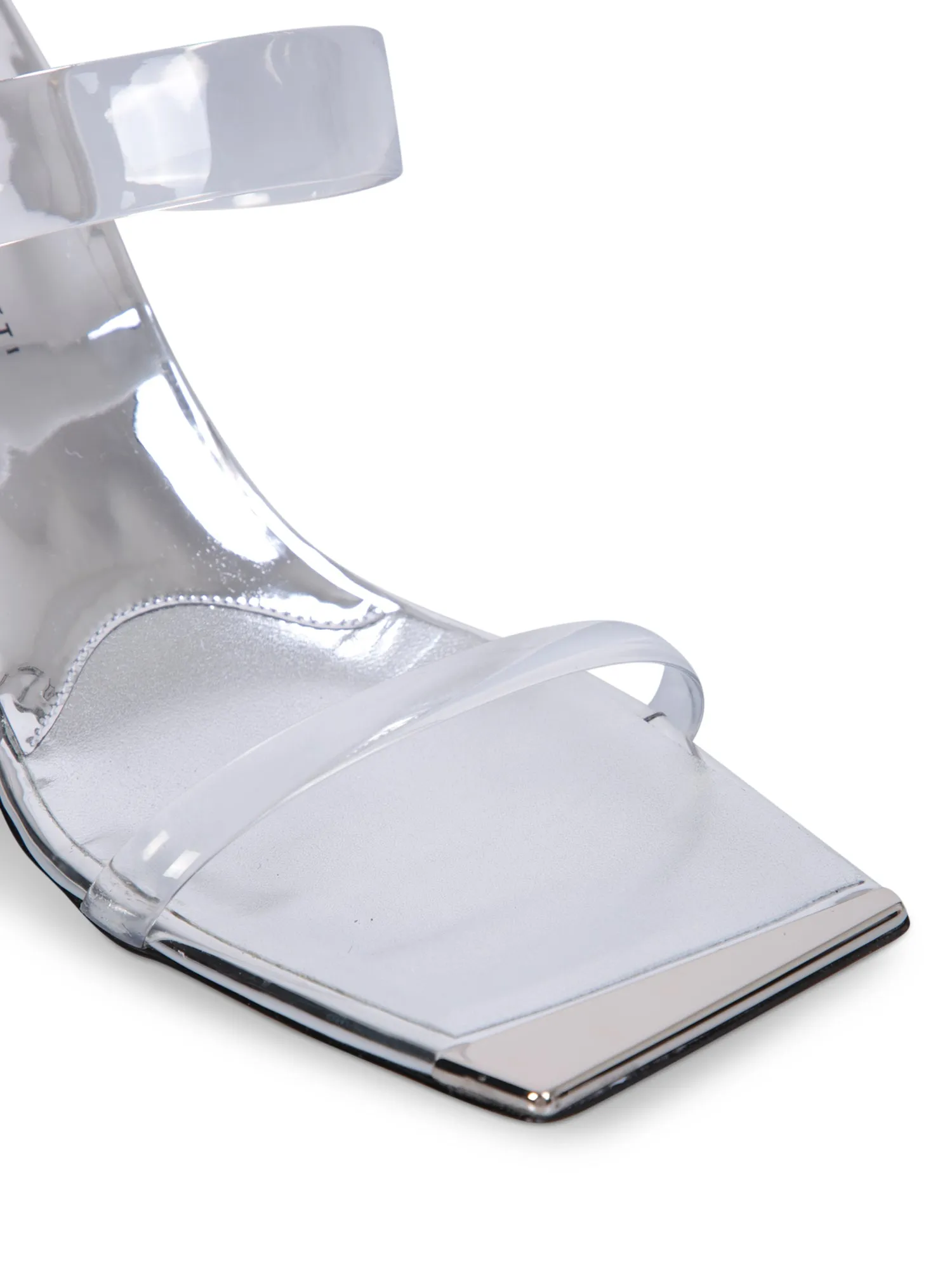 Transparent block-heel mules