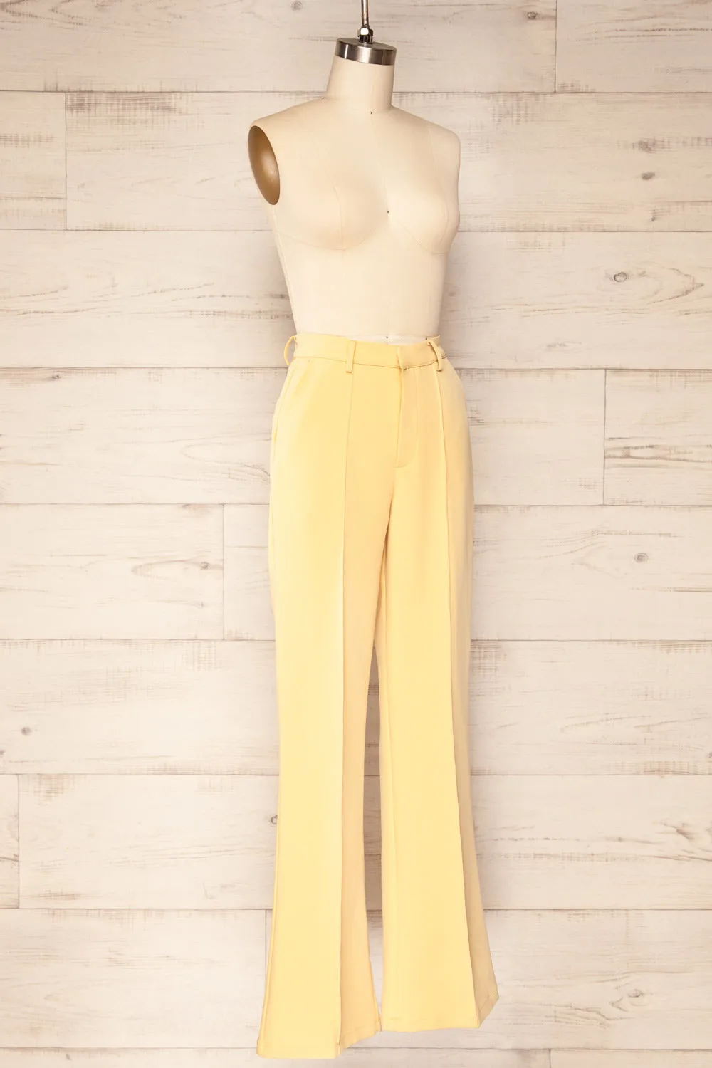 Turbine Yellow | Solid Stitch Wide Leg Trousers