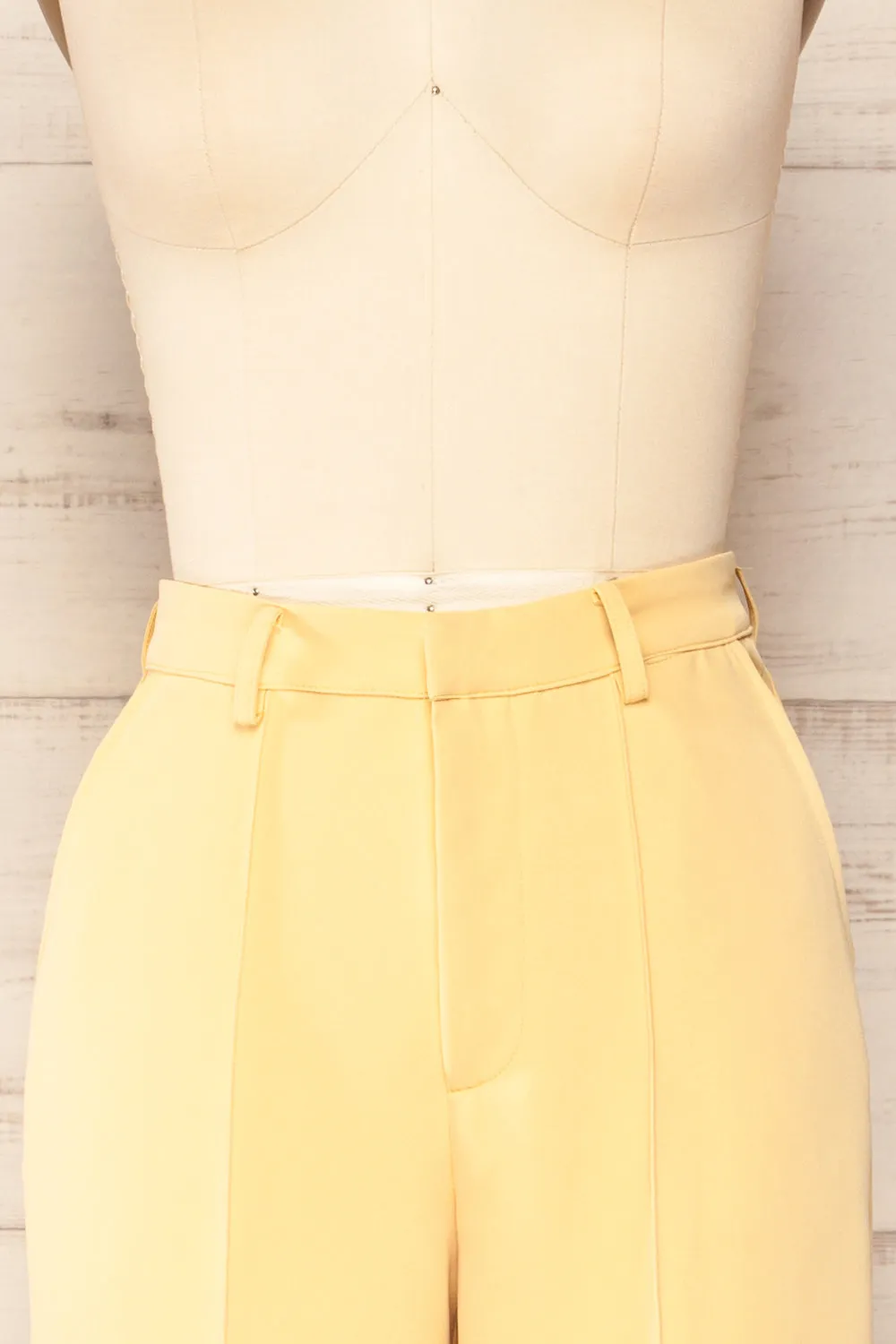 Turbine Yellow | Solid Stitch Wide Leg Trousers