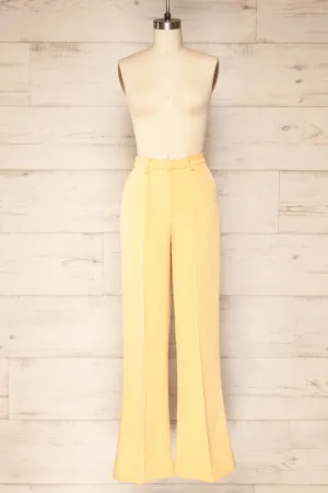 Turbine Yellow | Solid Stitch Wide Leg Trousers