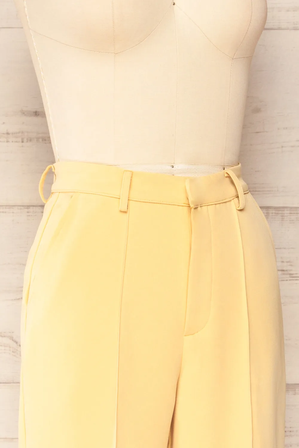 Turbine Yellow | Solid Stitch Wide Leg Trousers