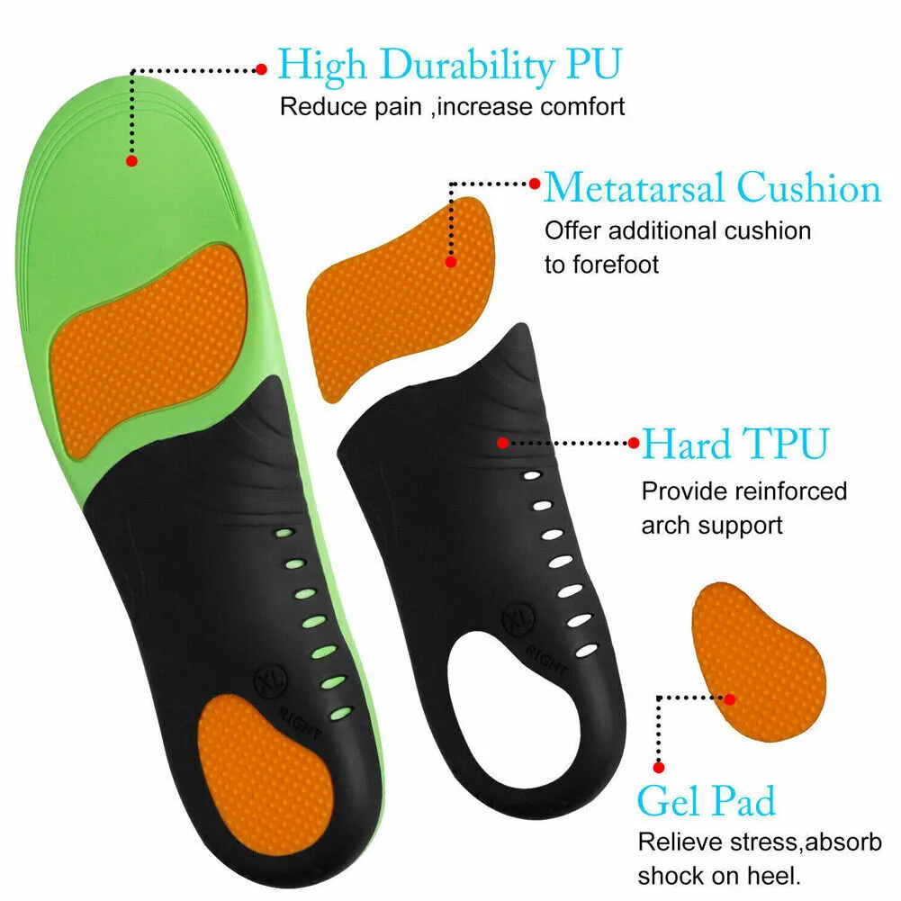 US 2-4Pairs Plantar Fasciitis Orthotic Insert Arch Support Gel Relieve Heel Pain