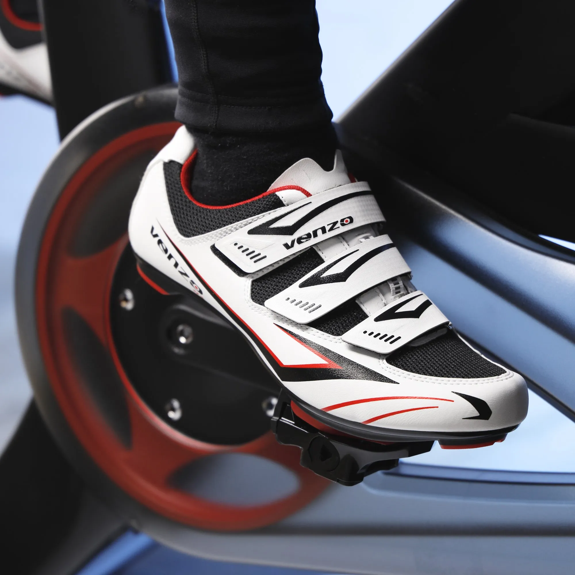 Venzo Bicycle Men's Road Cycling Riding Shoes - 3 Straps - Compatible with Look Delta & for Shimano SPD-SL - Perfect for Road Racing Bikes - White - 7.5 US Men