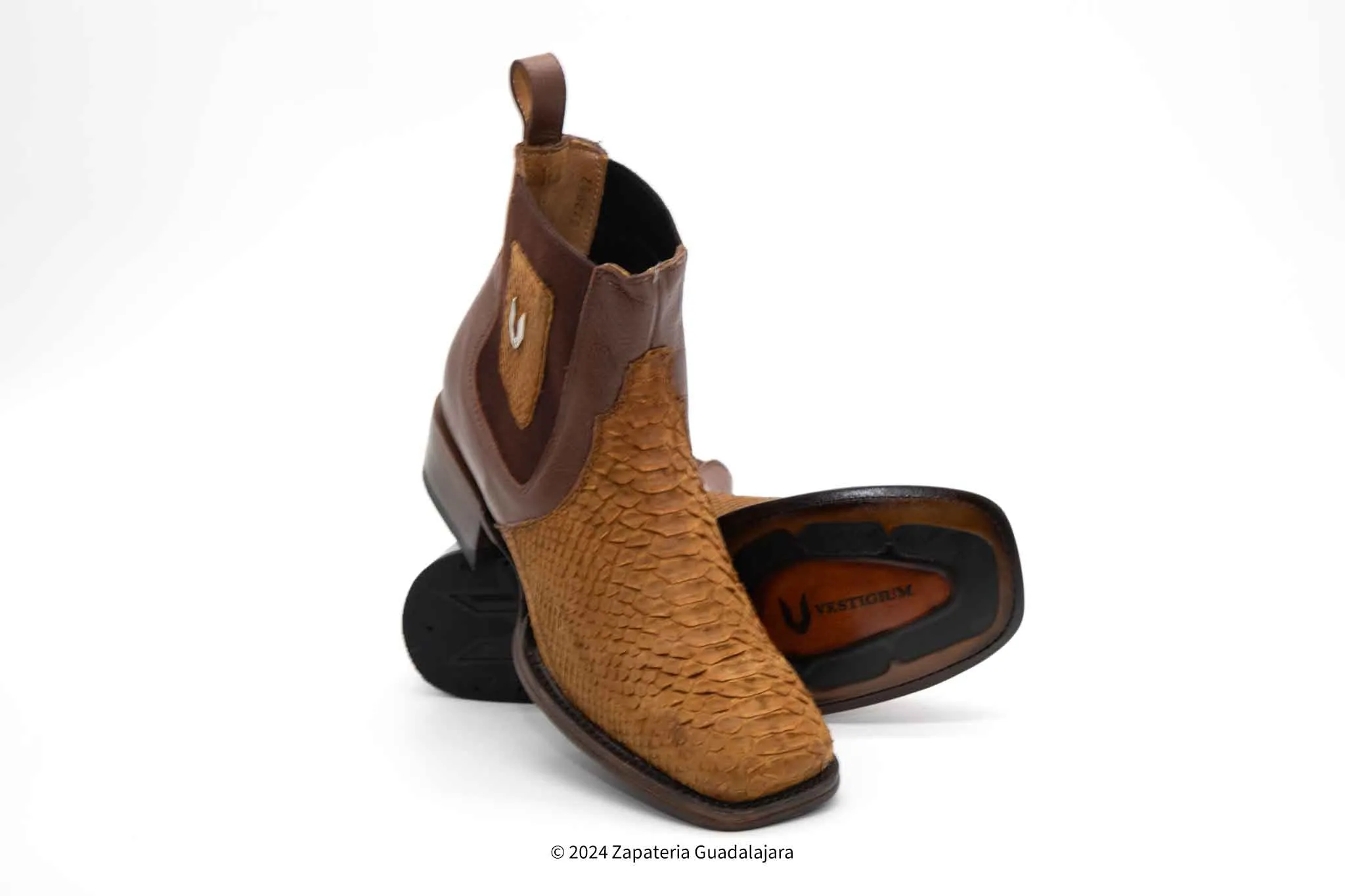 VESTIGIUM 782BN5751 WIDE SQUARE TOE PYTHON NOBUCK HONEY
