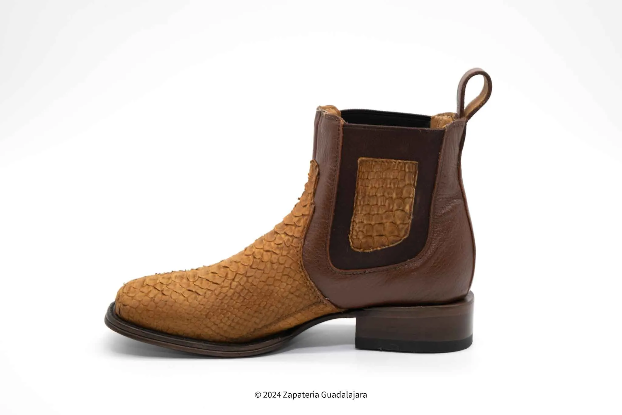 VESTIGIUM 782BN5751 WIDE SQUARE TOE PYTHON NOBUCK HONEY
