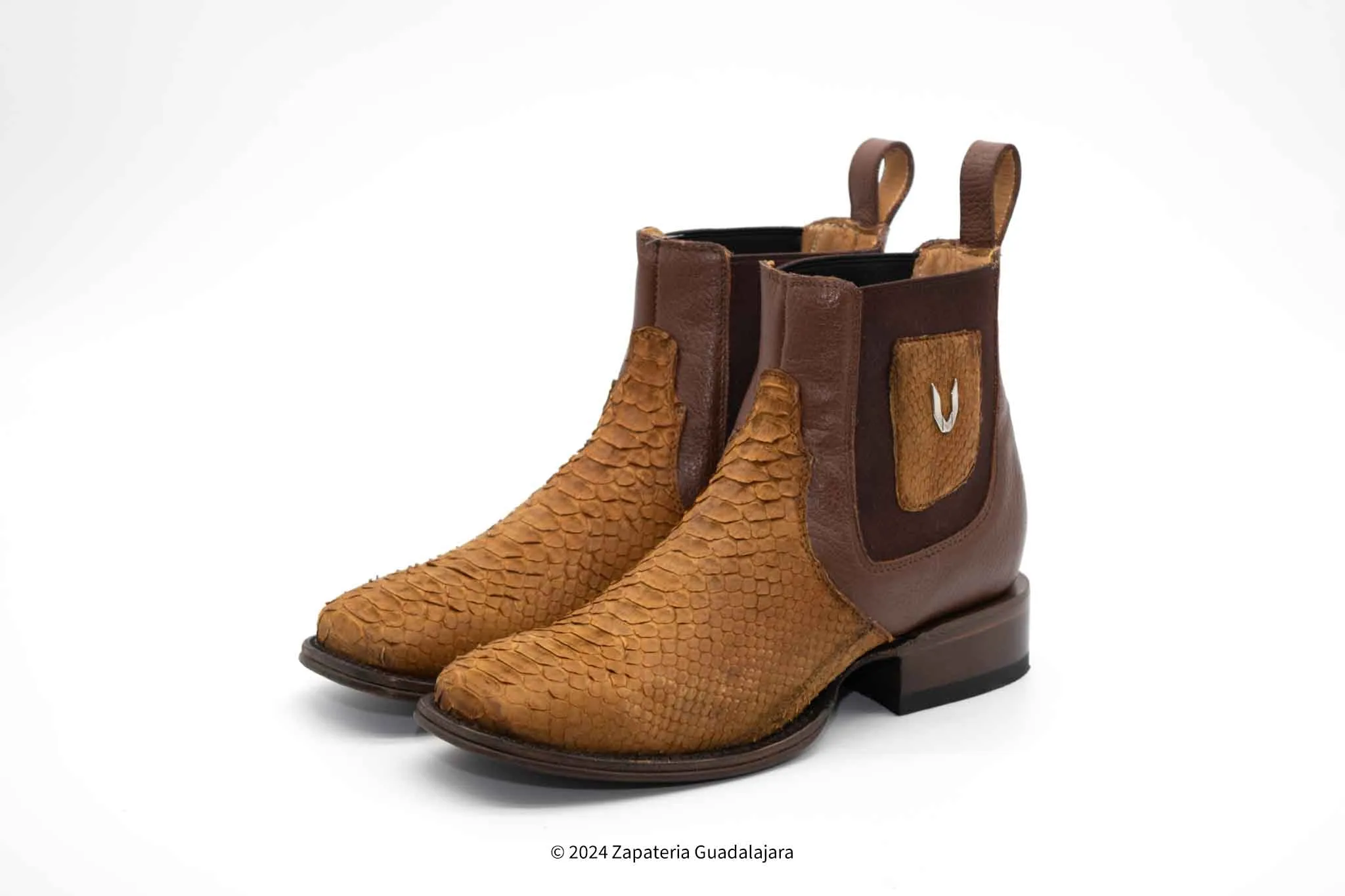 VESTIGIUM 782BN5751 WIDE SQUARE TOE PYTHON NOBUCK HONEY