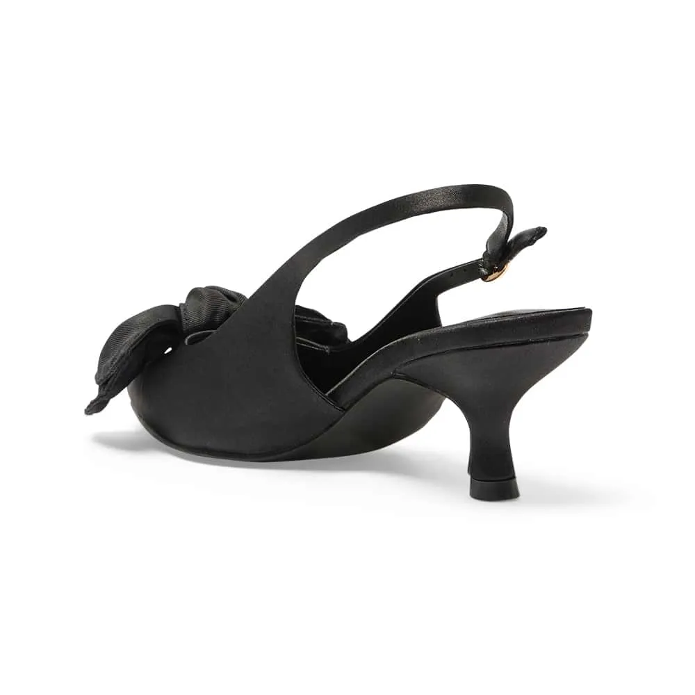 Violet Heel in Black Satin