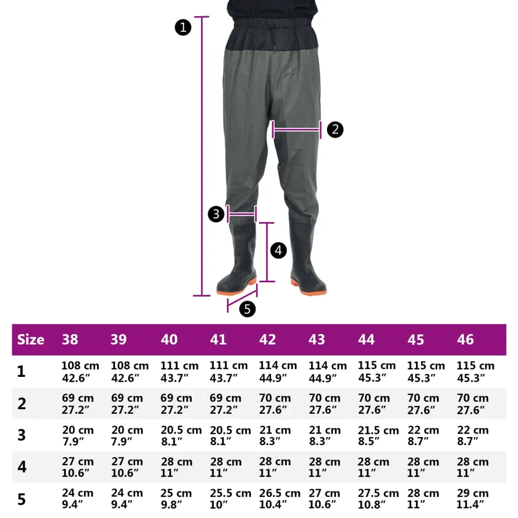 Waist Waders with Boots Dark Green Size 38