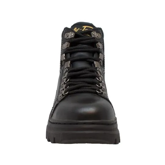 Women's 6" Steel Toe Work Boot Black Leather Boots
