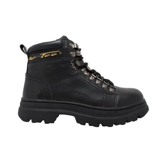 Women's 6" Steel Toe Work Boot Black Leather Boots
