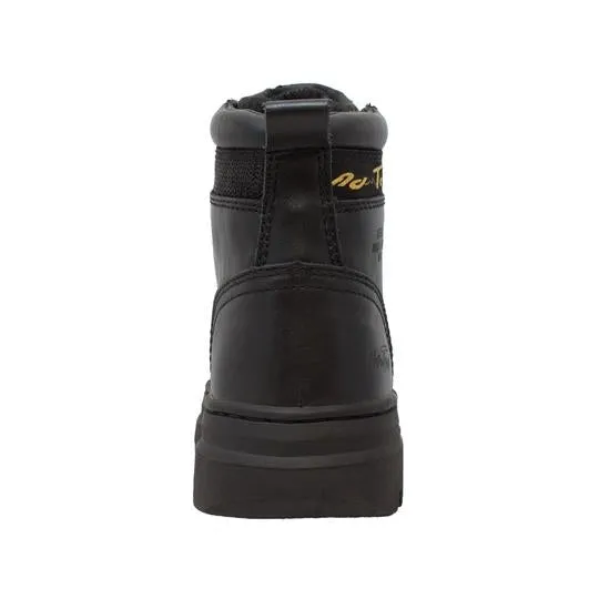 Women's 6" Steel Toe Work Boot Black Leather Boots